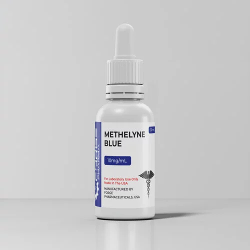 Methylene blue liquid dropper bottle, 10mg per mL in 30mL, manufactured by Forge Pharmaceuticals