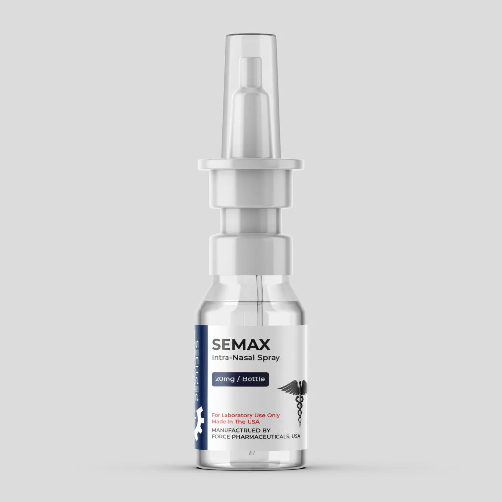 N-Acetyl Semax intra-nasal spray bottle, 20mg, on a white background