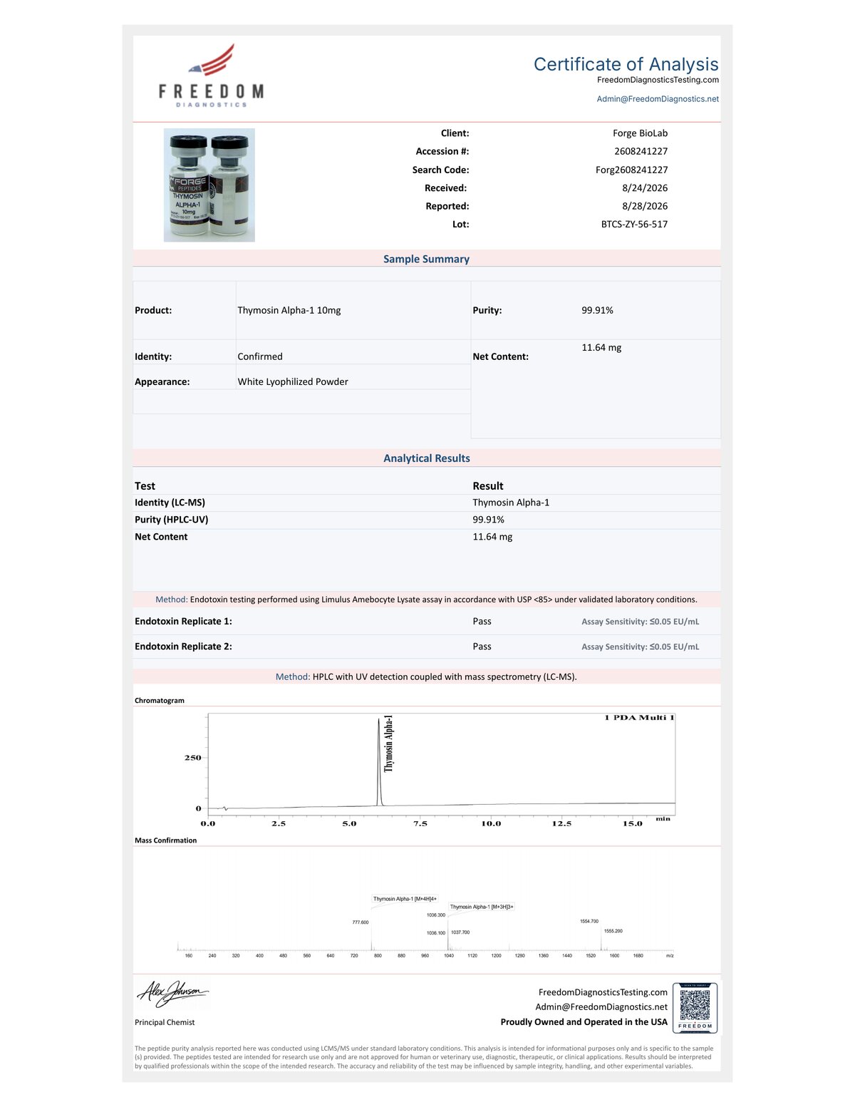 Certificate preview, Freedom Diagnostics